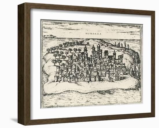 City of Mombasa in Kenya, from Civitates Orbis Terrarum, 1572, 16th Century-null-Framed Giclee Print