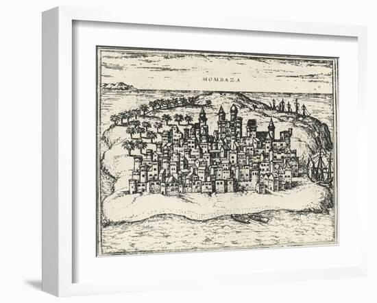 City of Mombasa in Kenya, from Civitates Orbis Terrarum, 1572, 16th Century-null-Framed Giclee Print