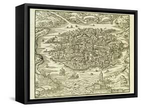City of Quinsai (Now Tianjin)-Andre Thevet-Framed Stretched Canvas