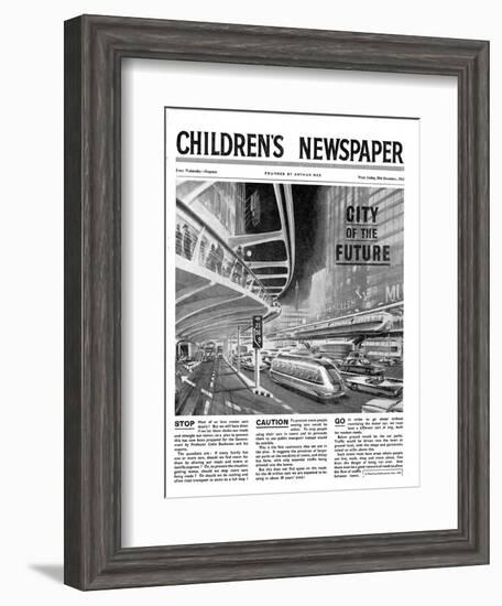 City of the Future, Front Page of 'The Children's Newspaper, February 1963-English School-Framed Giclee Print