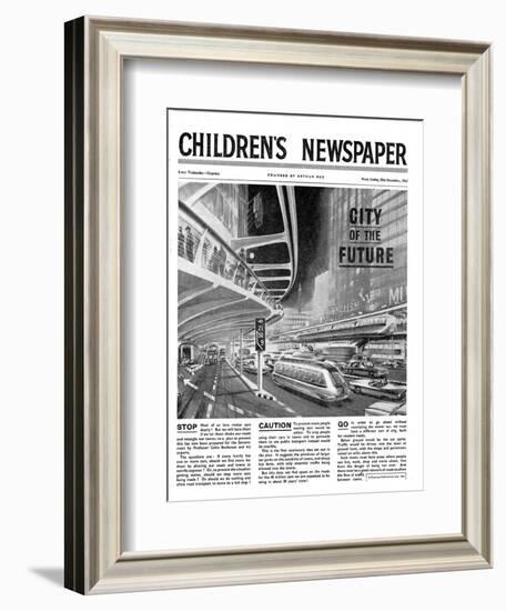 City of the Future, Front Page of 'The Children's Newspaper, February 1963-English School-Framed Giclee Print