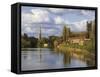 City of Worcester and River Severn, Worcestershire, England, United Kingdom, Europe-David Hughes-Framed Stretched Canvas