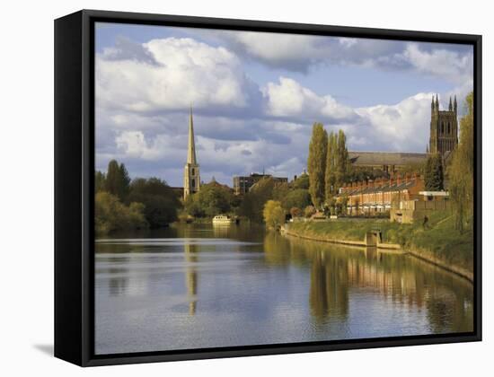 City of Worcester and River Severn, Worcestershire, England, United Kingdom, Europe-David Hughes-Framed Stretched Canvas