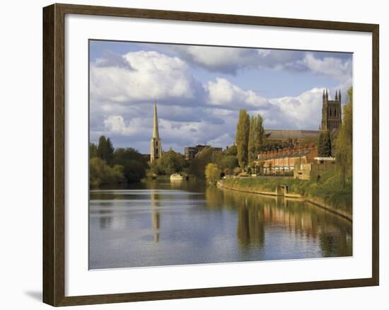 City of Worcester and River Severn, Worcestershire, England, United Kingdom, Europe-David Hughes-Framed Photographic Print