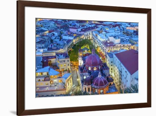 City overlook in blue light, Guanajuato, Mexico-William Perry-Framed Premium Photographic Print