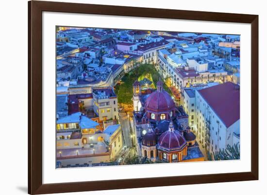 City overlook in blue light, Guanajuato, Mexico-William Perry-Framed Premium Photographic Print