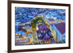 City overlook in blue light, Guanajuato, Mexico-William Perry-Framed Premium Photographic Print