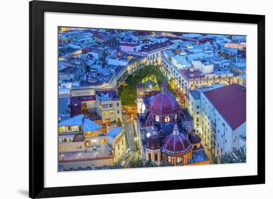 City overlook in blue light, Guanajuato, Mexico-William Perry-Framed Premium Photographic Print