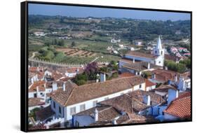 City overview with Igreja de Santa Maria in the background, Obidos, Portugal, Europe-Richard Maschmeyer-Framed Stretched Canvas