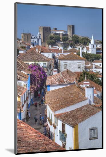 City overview with Medieval Castle in the background, Obidos, Portugal, Europe-Richard Maschmeyer-Mounted Photographic Print