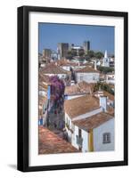 City overview with Medieval Castle in the background, Obidos, Portugal, Europe-Richard Maschmeyer-Framed Photographic Print