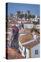 City overview with Medieval Castle in the background, Obidos, Portugal, Europe-Richard Maschmeyer-Stretched Canvas