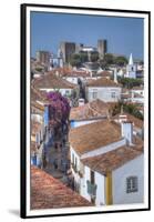 City overview with Medieval Castle in the background, Obidos, Portugal, Europe-Richard Maschmeyer-Framed Premium Photographic Print