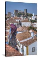 City overview with Medieval Castle in the background, Obidos, Portugal, Europe-Richard Maschmeyer-Stretched Canvas