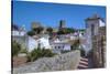 City overview with Wall and Medieval Castle in the background, Obidos, Portugal, Europe-Richard Maschmeyer-Stretched Canvas