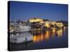 City Palace at Dusk, Udaipur, Rajasthan, India, Asia-Ian Trower-Stretched Canvas