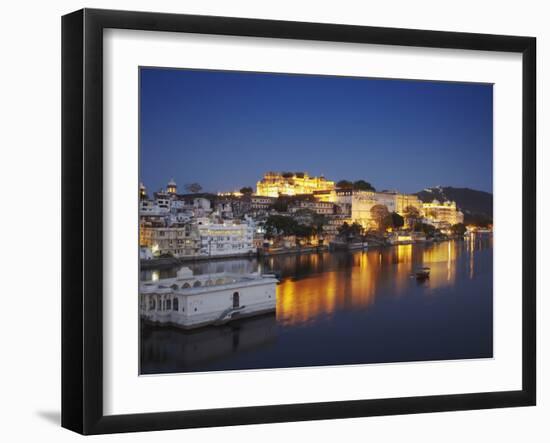 City Palace at Dusk, Udaipur, Rajasthan, India, Asia-Ian Trower-Framed Photographic Print