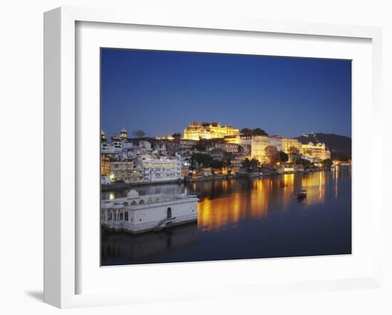 City Palace at Dusk, Udaipur, Rajasthan, India, Asia-Ian Trower-Framed Photographic Print