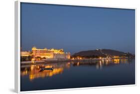 City Palace in Udaipur at Night, Reflected in Lake Pichola, Udaipur, Rajasthan, India, Asia-Martin Child-Framed Photographic Print