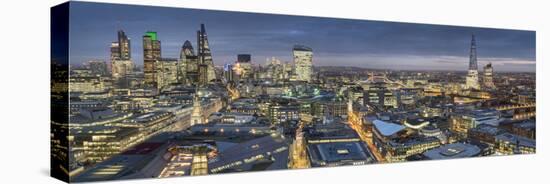 City panorama at dusk, London, England, United Kingdom, Europe-Charles Bowman-Stretched Canvas