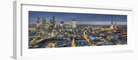 City panorama at dusk, London, England, United Kingdom, Europe-Charles Bowman-Framed Photographic Print