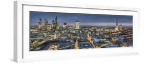 City panorama at dusk, London, England, United Kingdom, Europe-Charles Bowman-Framed Photographic Print