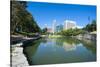 City Park Lagoon with Downtown Omaha, Nebraska, Usa-Michael Runkel-Stretched Canvas