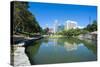 City Park Lagoon with Downtown Omaha, Nebraska, Usa-Michael Runkel-Stretched Canvas
