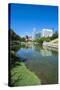 City Park Lagoon with Downtown Omaha, Nebraska, Usa-Michael Runkel-Stretched Canvas