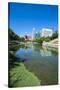 City Park Lagoon with Downtown Omaha, Nebraska, Usa-Michael Runkel-Stretched Canvas