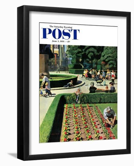 "City Park" Saturday Evening Post Cover, June 5, 1954-John Falter-Framed Giclee Print