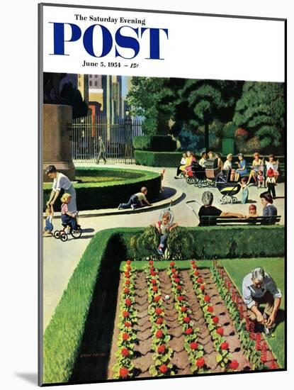 "City Park" Saturday Evening Post Cover, June 5, 1954-John Falter-Mounted Giclee Print