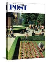 "City Park" Saturday Evening Post Cover, June 5, 1954-John Falter-Stretched Canvas