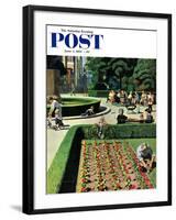 "City Park" Saturday Evening Post Cover, June 5, 1954-John Falter-Framed Giclee Print