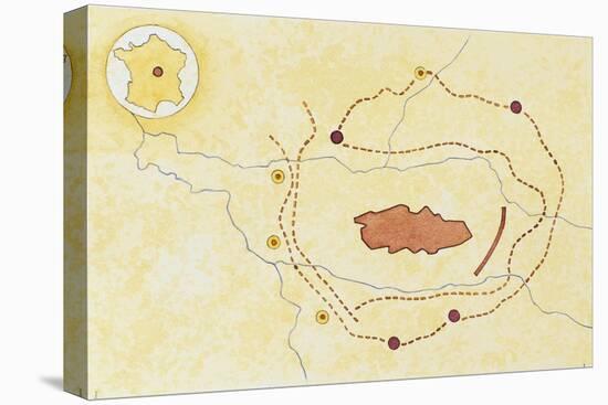 City Plan of Gallic Alesia and Lines of the Siege by Julius Caesar in 52 BC-null-Stretched Canvas