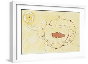 City Plan of Gallic Alesia and Lines of the Siege by Julius Caesar in 52 BC-null-Framed Giclee Print