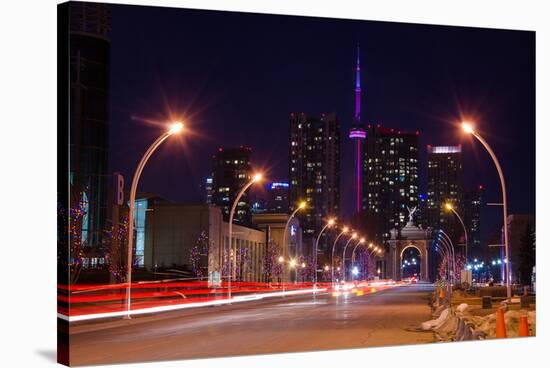 City Road Leading to CN Tower-null-Stretched Canvas