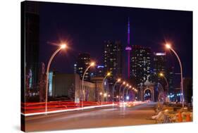 City Road Leading to CN Tower-null-Stretched Canvas