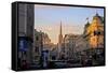 City Scene with St. Stephen's Cathedral in Background, Vienna, Austria, Europe-Neil Farrin-Framed Stretched Canvas