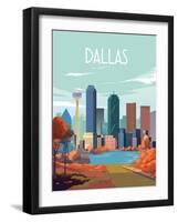 City Sights Dallas-Omar Escalante-Framed Art Print