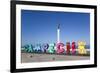 City Sign, Angel Maya Statue in the background, San Francisco del Campeche, State of Campeche-Richard Maschmeyer-Framed Photographic Print