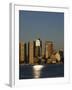 City Skyline Across Boston Harbor at Dawn, Boston, Massachusetts, USA-Amanda Hall-Framed Photographic Print