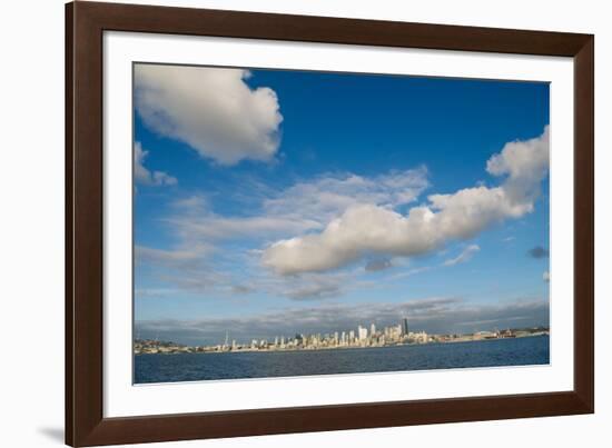 City skyline against cloudy sky, Seattle, Washington, USA-Panoramic Images-Framed Photographic Print