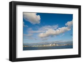 City skyline against cloudy sky, Seattle, Washington, USA-Panoramic Images-Framed Photographic Print