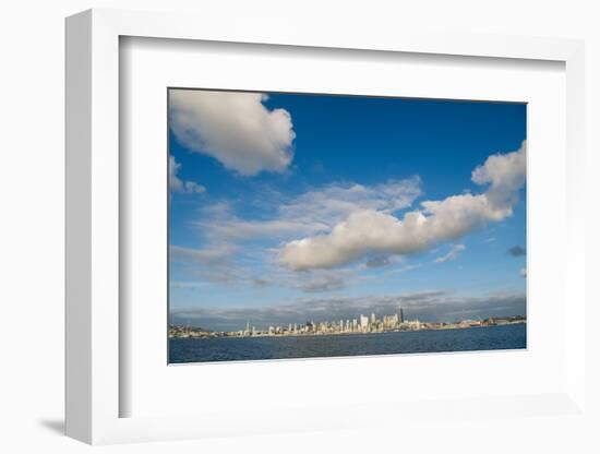 City skyline against cloudy sky, Seattle, Washington, USA-Panoramic Images-Framed Photographic Print