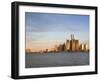 City Skyline Along Detroit River, Detroit, Michigan, USA-Walter Bibikow-Framed Photographic Print