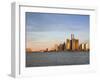 City Skyline Along Detroit River, Detroit, Michigan, USA-Walter Bibikow-Framed Photographic Print