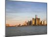 City Skyline Along Detroit River, Detroit, Michigan, USA-Walter Bibikow-Mounted Photographic Print