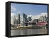 City Skyline along the Ohio River, Cincinnati, Ohio-Walter Bibikow-Framed Stretched Canvas