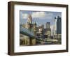 City Skyline along the Ohio River, Cincinnati, Ohio-Walter Bibikow-Framed Photographic Print
